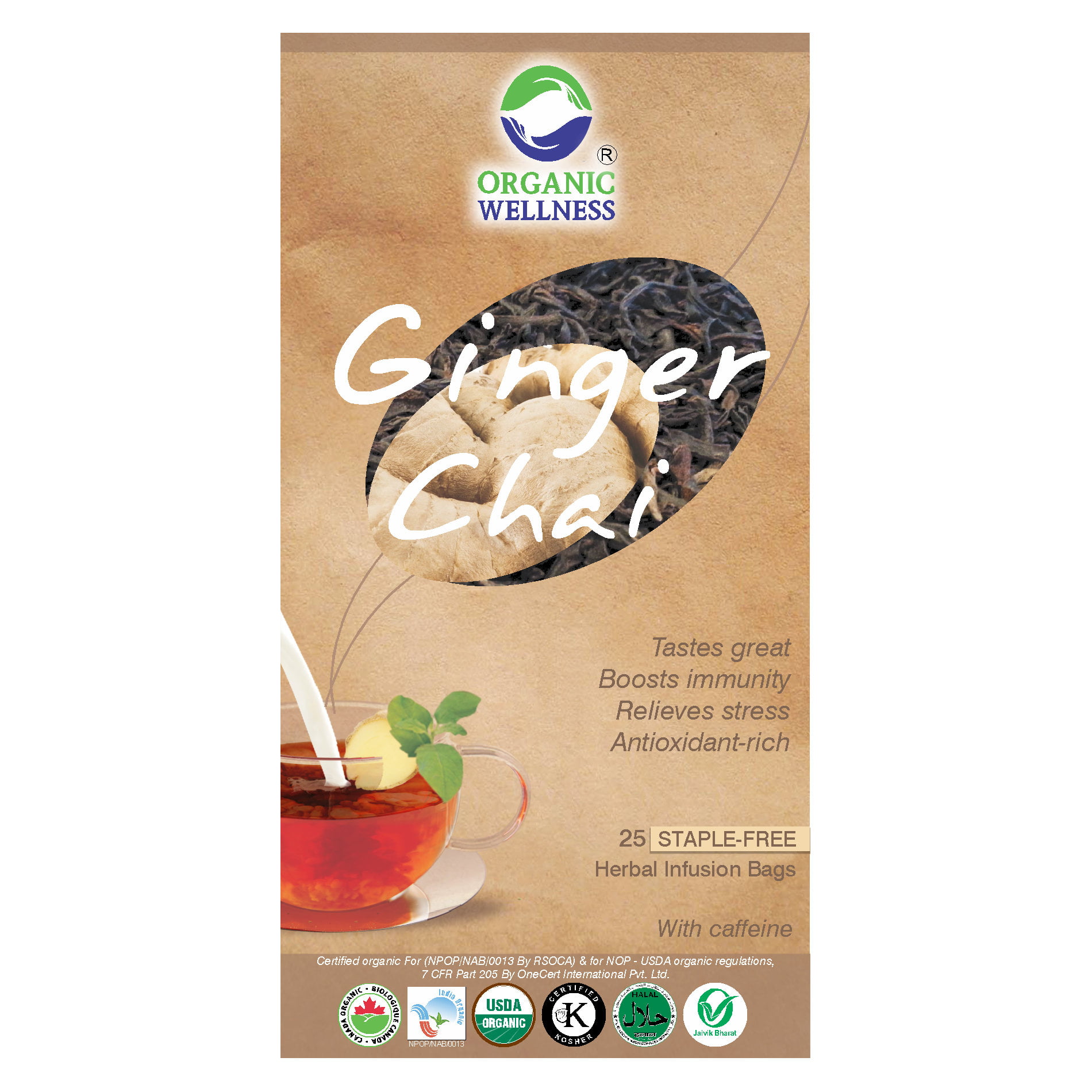 Organic Wellness Ginger Black Tea Bags