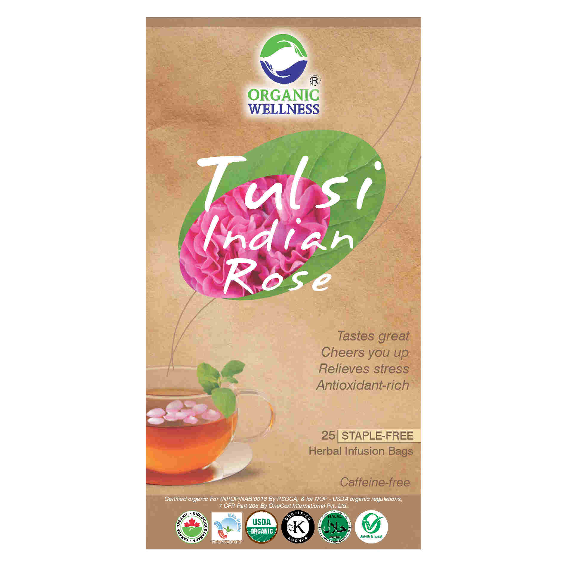 Organic Wellness Tulsi Indian Rose Tea Bags