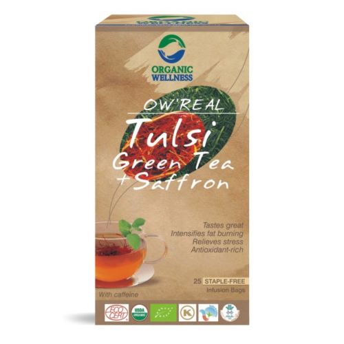 buy Organic Wellness Tulsi & Saffron Green Tea Bags in Delhi,India