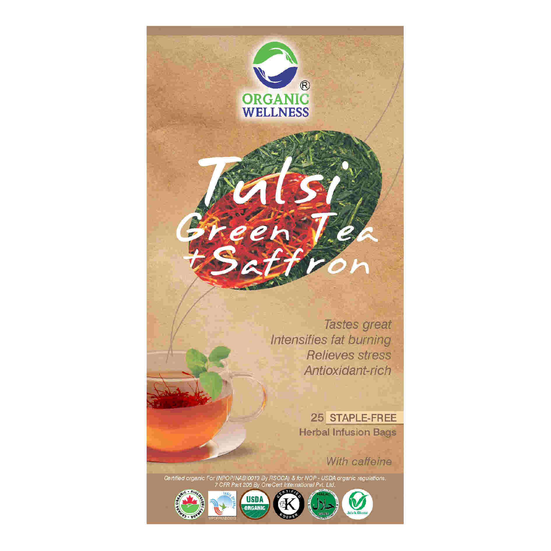 Organic Wellness Tulsi & Saffron Green Tea Bags