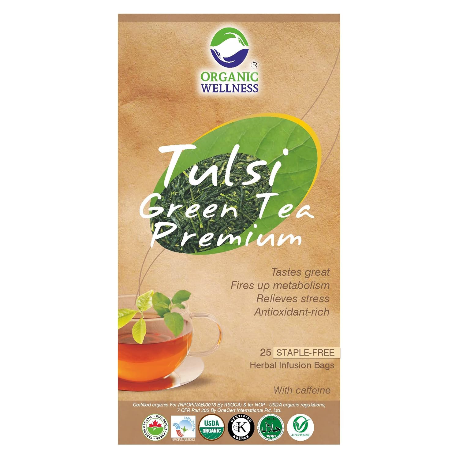 Organic Wallness Tulsi Green Tea Premium ( Tea Bags )