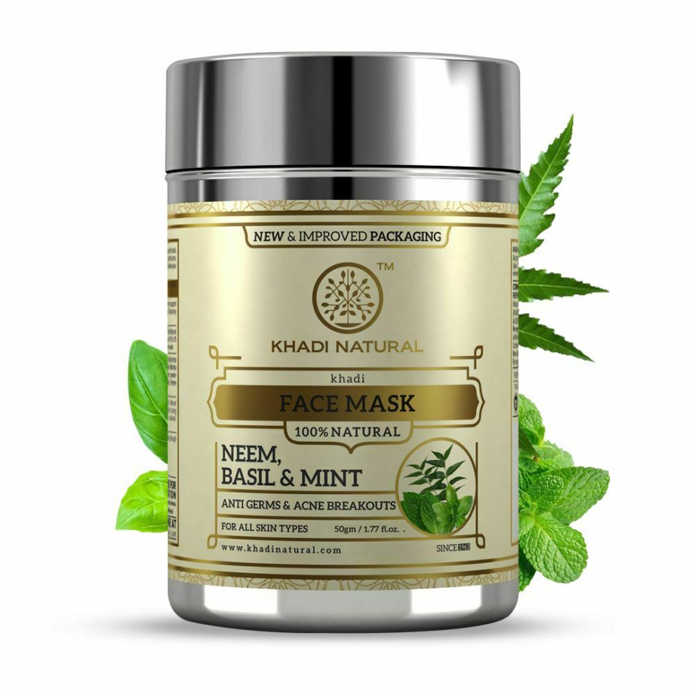 Khadi Natural Neem,Basil & Mint Face Pack (Anti Acne) Herbal Face Mask