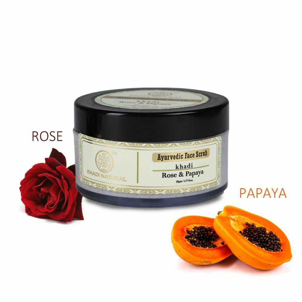 Khadi Natural Rose & Papaya Face Scrub 50g