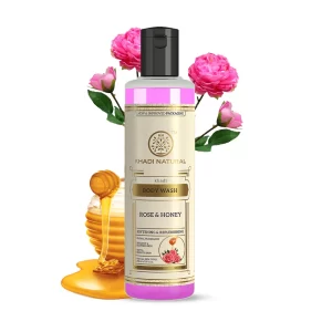 Khadi Natural Rose and Honey Body Wash- SLS & Paraben Free 210ml