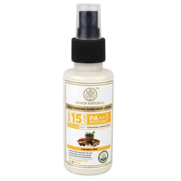 buy Khadi Natural SPF 15 UVB PA++ Moisturising Sunscreen Lotion in Delhi,India