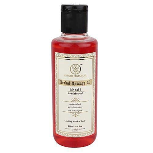 buy Khadi Natural Sandalwood Cooling Mind & Body Herbal Massage Oil 210ml in Delhi,India
