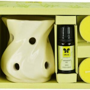 Iris Fragrance Lemon Grass Vaporizer 2 Tealights with 10ml Oil