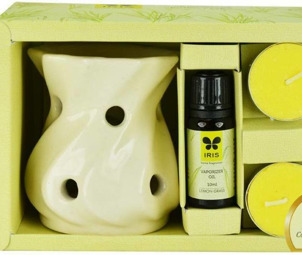 buy Iris Fragrance Lemon Grass Vaporizer 2 Tealights with 10ml Oil in Delhi,India