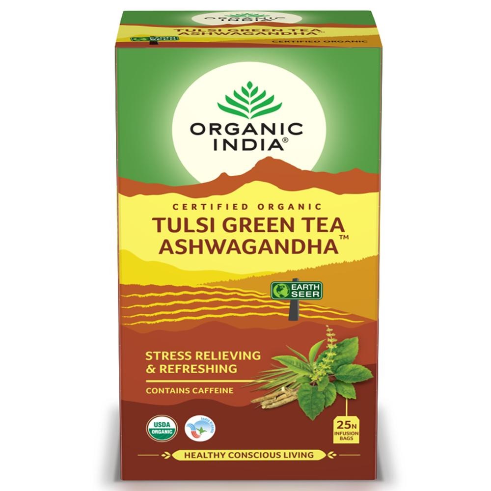 Organic India Tulsi Green Tea Ashwagandha Tea Bags