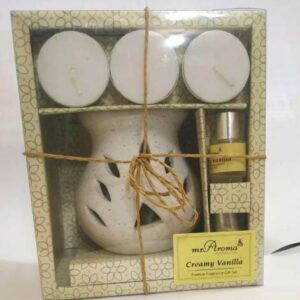 Mr. Aroma Creamy Vanilla Gift Set Ceramic Burner + Aroma Oil + Tea Lights