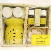 buy Mr. Aroma Jasmine Fragrance Gift Set Ceramic Burner + Aroma Oil + Tea Lights in Delhi,India