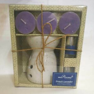 Mr. Aroma French Lavender Gift Set Ceramic Burner + Aroma Oil + Tea Lights