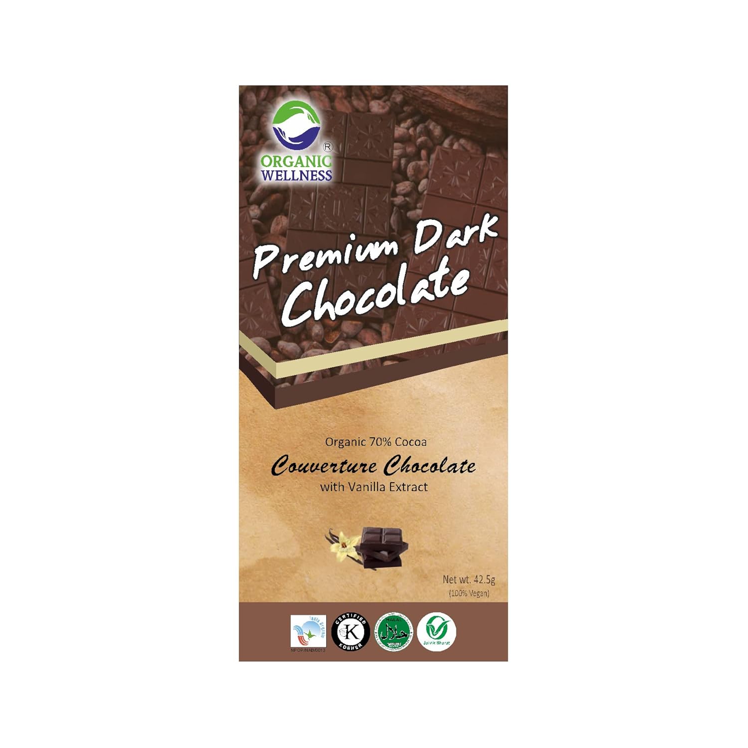 Organic Wellness Premium Dark Chocolate with Vanilla Extract