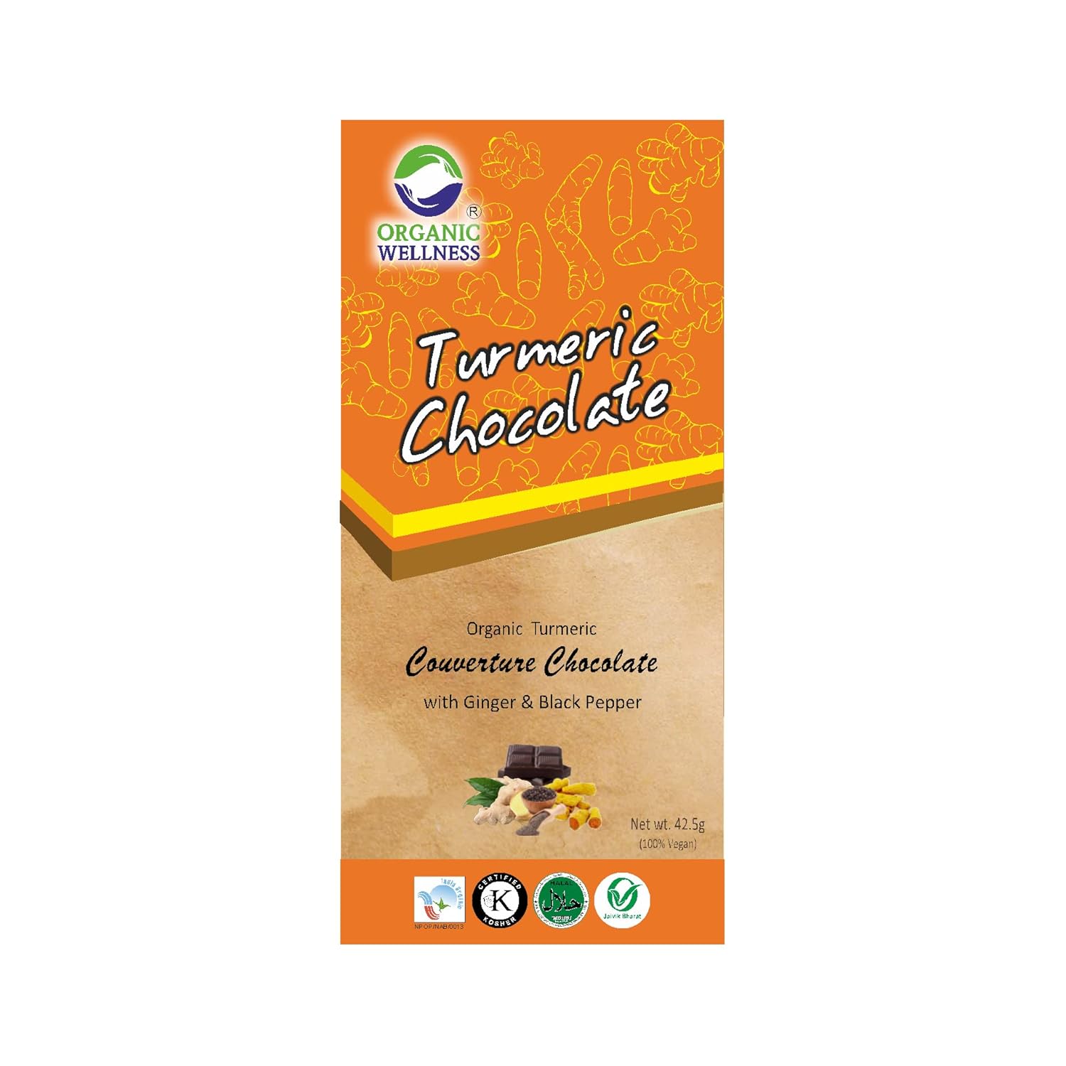 Organic Wellness Turmeric Couverture Chocolate with Ginger & Black Pepper