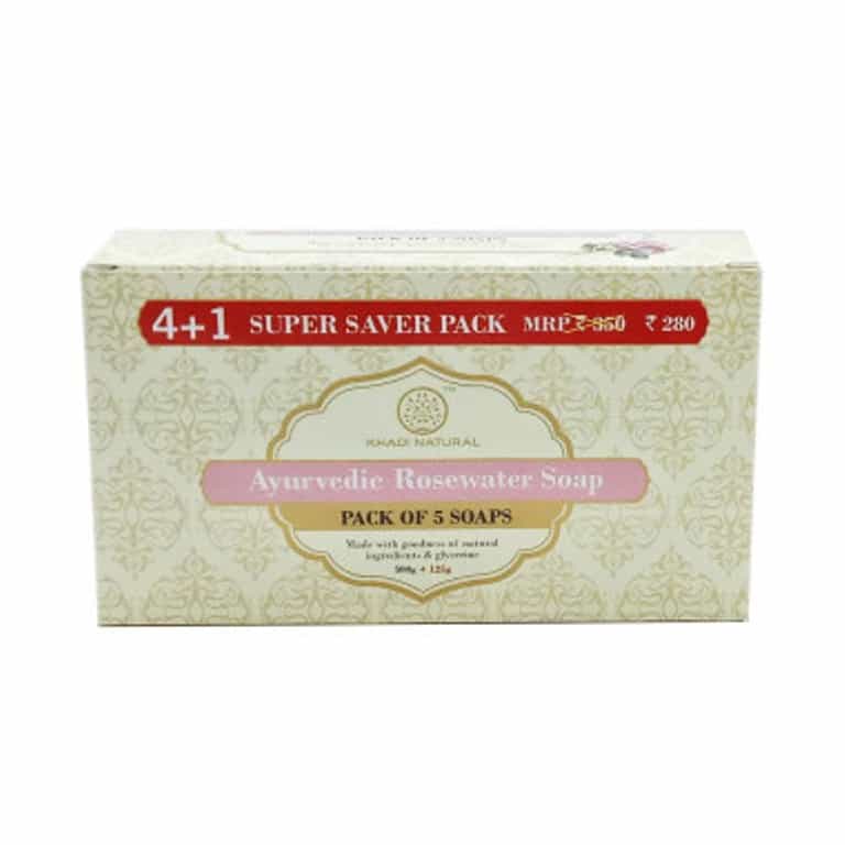Khadi Natural Ayurvedic Rosewater Soaps Combo (5 X 125g)