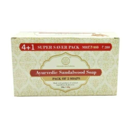 buy Khadi Natural Ayurvedic Sandalwood Soaps Combo (5 X 125g) in Delhi,India