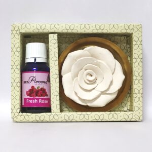 Flower Diffuser Gift Set with Frash Rose Vaporizer Oil By Mr. Aroma