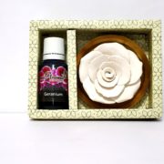 buy Flower Diffuser Gift Set with Geranium Vaporizer Oil By Mr. Aroma in Delhi,India