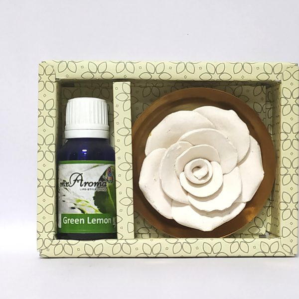 buy Flower Diffuser Gift Set with Green Lemon Vaporizer Oil By Mr. Aroma in Delhi,India