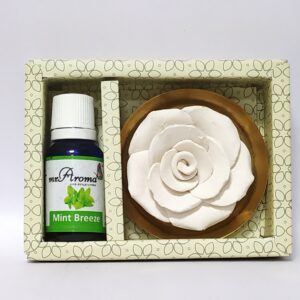 Flower Diffuser Gift Set with Mint Breeze Vaporizer Oil By Mr. Aroma