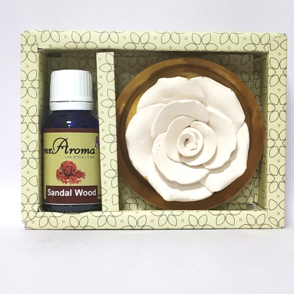 buy Flower Diffuser Gift Set with Sandal Wood Vaporizer Oil By Mr. Aroma in Delhi,India