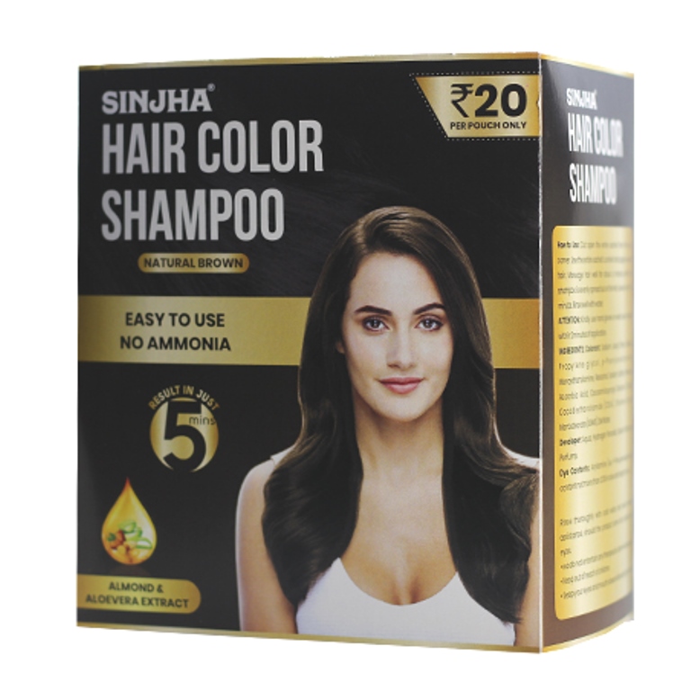 Buy Sinjha Natural Brown Hair Color Shampoo (Pouch) in Delhi, India at  healthwithherbal